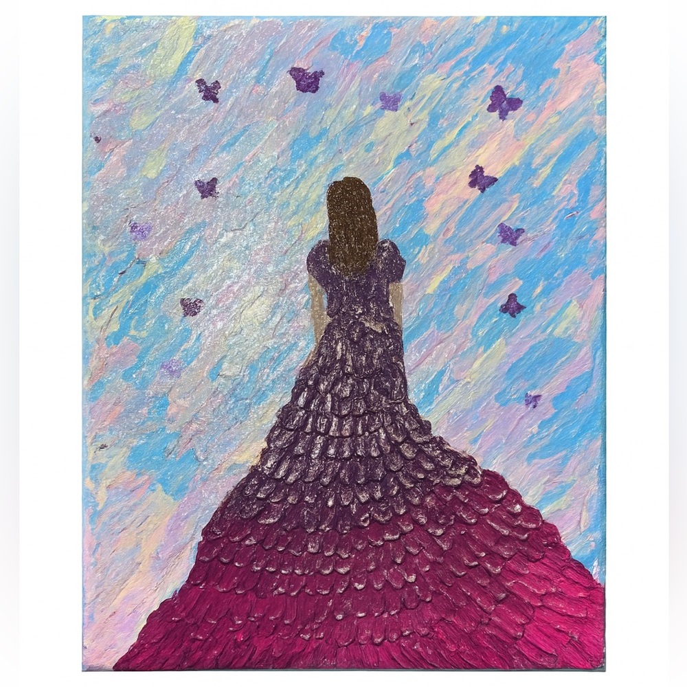 Butterfly Reverie: Original Textured Acrylic Painting - 8x10 in